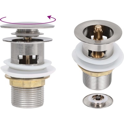 vidaXL Сифон клик-клак с преливник, сребрист, 6, 4x6, 4x9, 1 см (149059)