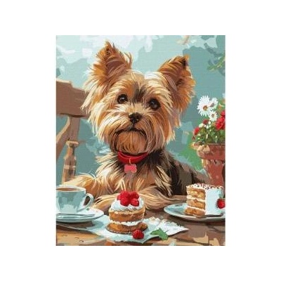 Ideyka Painting by numbers 40x50 cm KHO6629 Afternoon tea with a Yorkie AP0114