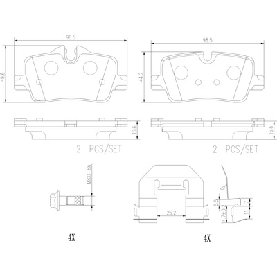 BREMBO Sada brzdových platničiek kotúčovej brzdy P06113NX