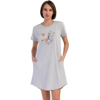 Макси нощница в светлосиво с пеперуда