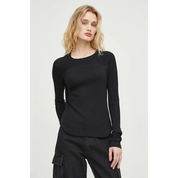 Calvin Klein Jeans Bavlnené tričko s dlhým rukávom J20J222884 čierna