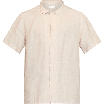 KnowledgeCotton Apparel Мъжка риза с копчета KnowledgeCotton Apparel Box S/S Linen Shirt - Light Feather Gray - размер 3XL (033-2675-0616)