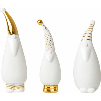 räder Vánoční dekorace Santa – set 3 ks, bílá barva, porcelán