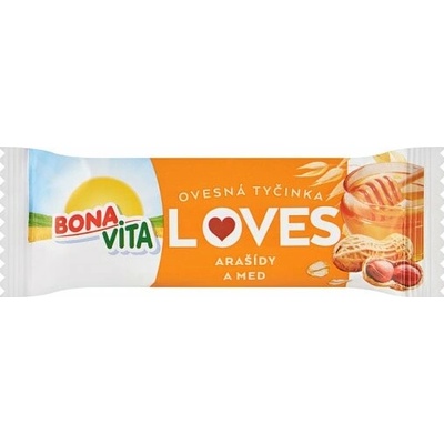 Bona Vita Loves nepečená ovsená tyčinka s medom a arašidmi 40 g