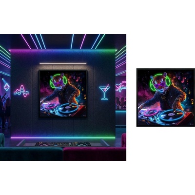 Pop art LED obraz DJ Tiger – moderná bytová dekorácia – 83 × 83 cm