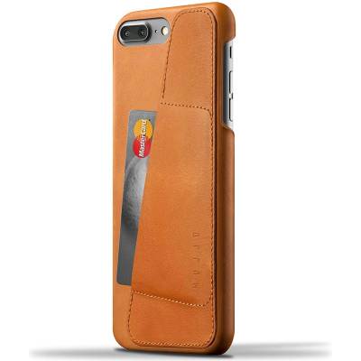 Mujjo Leather Wallet Case - кожен (естествена кожа) кейс с джоб за кредитна карта за iPhone 8 Plus, iPhone 7 Plus (кафяв)