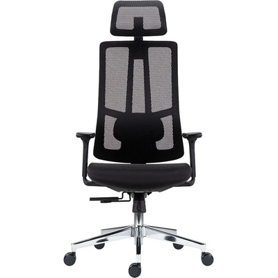 Antares Работен стол Antares RUBEN MESH, до 130кг, текстил/мрежа, хромирана база, синхронен механизъм, регулиране на височината/наклона/подлакътниците/облегалка, лумбална опора, черен (ANT_1014811)