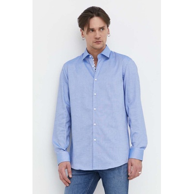HUGO BOSS Памучна риза hugo мъжка в синьо с кройка по тялото с класическа яка (50513916)