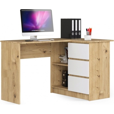 Ak Furniture B-16 rohový 124 cm pravý dub artisan bílý