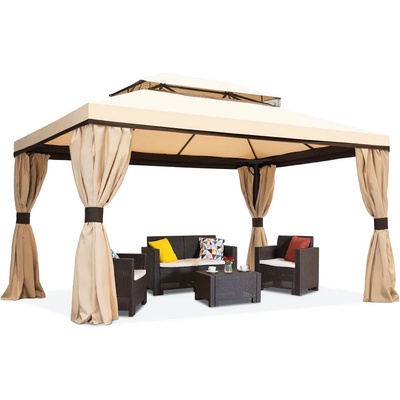 Garden Point Кремав градински павилион със завеси Valencia 3x4m Garden Point (ROGAP237)