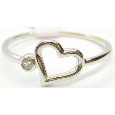 Klenoty Budín Dámský srdíčkový prsten z bílého zlata se zirkonem H750