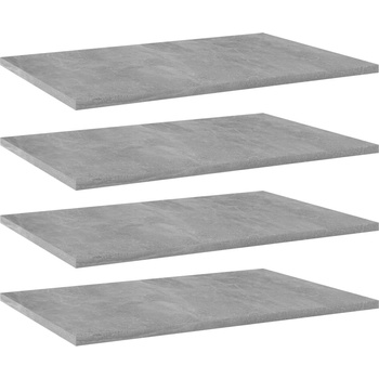 vidaXL Рафтове за етажерка, 4 бр, бетонно сиви, 60x40x1, 5 см, ПДЧ (805258)
