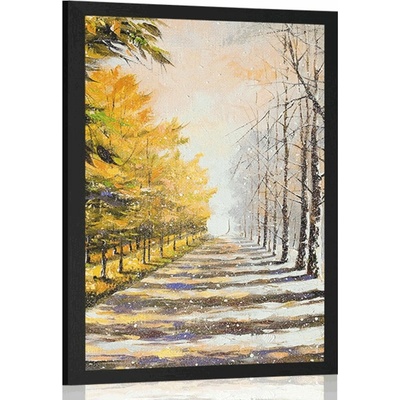 Plakát podzimní alej stromů - 20x30 black
