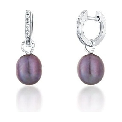 JwL Luxury Pearls strieborné kruhové náušnice á la vojvodkyňa Kate s pravou perlou a zirkónmi 3v1 JL0733