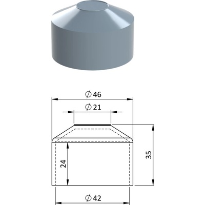 Vnější krytka kulatá ø 42 mm, plastová PE, šedá