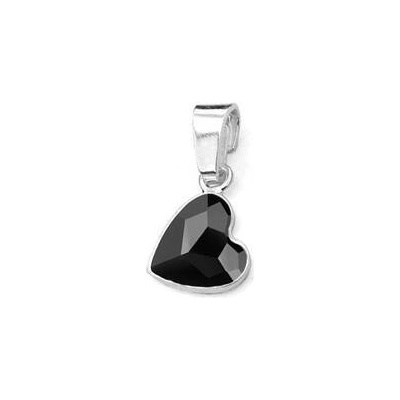 Nubis Stříbrný přívěšek se srdcem Crystals from Swarovski Jet Black NB 0205 JB