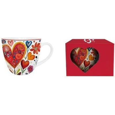 DUO Hrnček COLORFUL HEARTS 4 v darčekovej krabičke porcelán 460 ml
