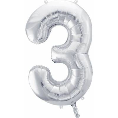 vybavsenaparty Fóliová číslice stříbrná '3' 86 cm