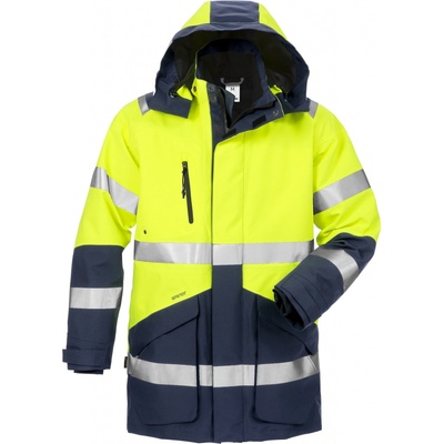 Fristads výstražná zimná parka GORE TEX 4989 GXB Fluorescenčná žltá Námornícka modrá