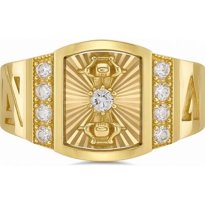 Lillian Vassago zlatý prsten s originálním motivem se zirkony LLV07 GR018