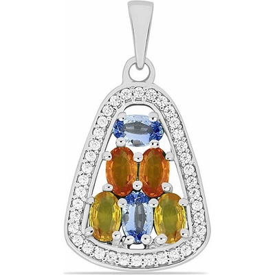 Nefertitis Přívěsek stříbrný s vícebarevnými broušenými safíry 029355 MSAF NF49450