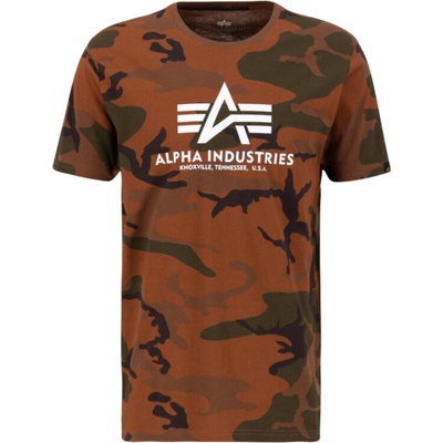 Alpha Industries Basic T-Shirt Camo tričko pánske burned camo zelený a hnedý maskáč
