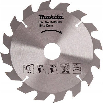 Pilový kotouč na dřevo Makita 185x30 mm; 16Z D-03903