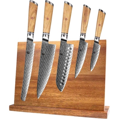 Sakuro Kuchyňský set 5 nožů s magnetickým stojanem Olive