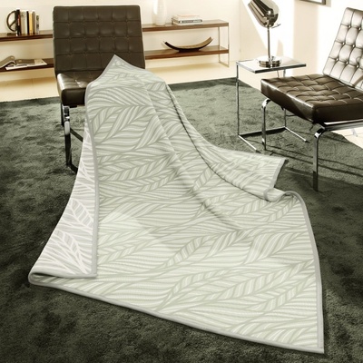 SCANquilt Deka Veluro vlnité listy zelenkavá sivá 150x200