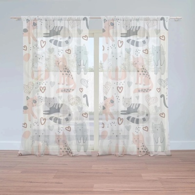 Sablio Záclony Maľované mačičky: 2ks 150x250cm
