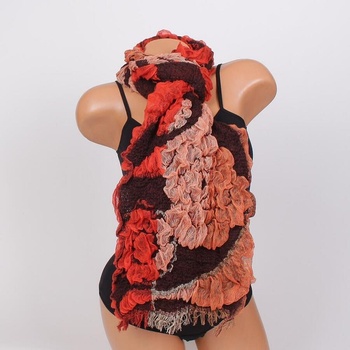 Image 1 of Дамски зимен шал в кафяви нюанси с ефектни цветя