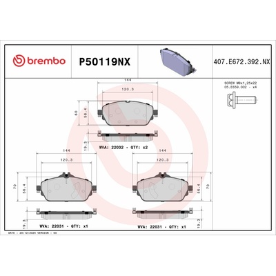 BREMBO Sada brzdových platničiek kotúčovej brzdy P50119NX