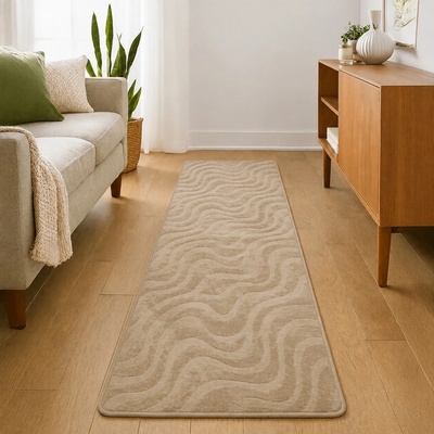 Takoy Koberec 80x300 vzor vlny svetlo hnedý-HT-00425 | 80 x 300 cm