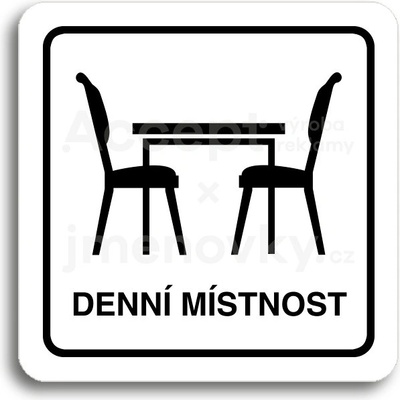 ACCEPT Piktogram denní místnost - bílá tabulka - černý tisk