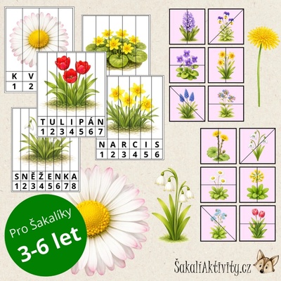 Puzzle - JARNÍ KVĚTINY Provedení: Tištěný + laminovaný soubor