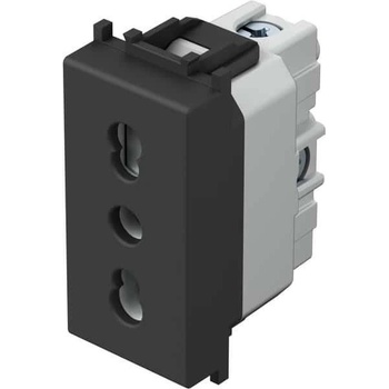 TEM Контакт италиански стандарт 2P+E 16A 1M, цвят Черен мат, Modul - VM30SB (VM30SB)