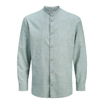 Риза с дълъг ръкав Jack & jones Esummer Linen Blend Band long sleeve shirt - Green (Granite Green)
