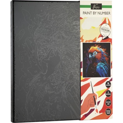 Grafix Malování podle čísel papoušek 30 x 30 cm na černé plátno