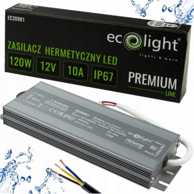 ECOLIGHT Hermetický LED zdroj 12V 120W IP67 voděodolný EC20981