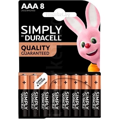 Duracell Алкална батерия LR03 AAA 8pk блистер SIMPLY MN2400 DURACELL (DUR-BA-LR03-SIMPLY-8PK)