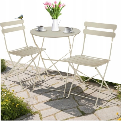 tectake 405161 bistro set frieda, skladacia pre 2 osoby - krémová