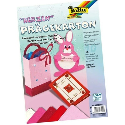 Sada vytlačovaných papírů 10ks motiv "Srdce"