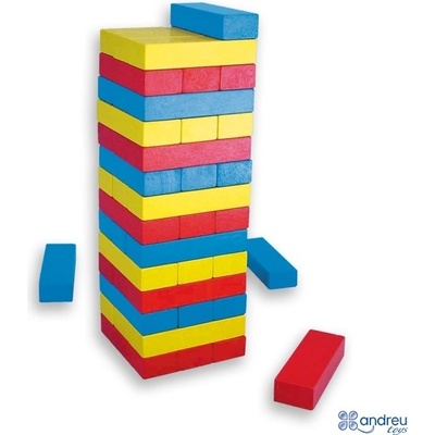 Andreu toys - Цветна балансна кула Дженга с две зарчета