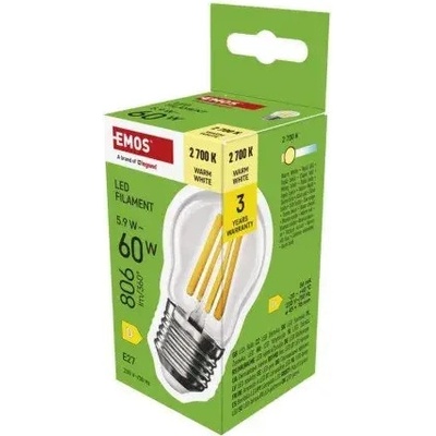 EMOS LED žiarovka Filament Mini Globe / E27 / 5,9 W 60 W / 806 lm / Teplá biela