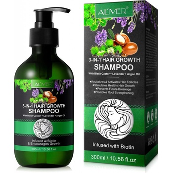 Aliver 3 IN 1 Black Castor + Lavender + Argan Oil Shampoo šampón 300 ml