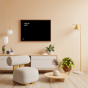 Toptabule.sk MTDR6040mg Čierna magnetická tabuľa v drevenom ráme MAHAGON 90x60cm