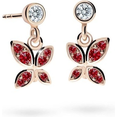 Danfil dětské náušnice C2259 z růžového zlata s kamínky Ruby Dark zapínání balónek