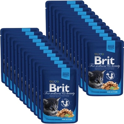 Brit Cat Kitten s kuracími kúskami v omáčke 24 x 100 g