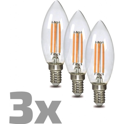 Euro-Lux LED žiarovka Filament, E14, C37, 4 W, 470 lm, 2700 K, 3 ks