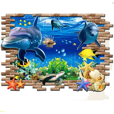 Veselá Stena Samolepka na stenu Roztomilé delfíny Veľkosť: 88 x 58 cm